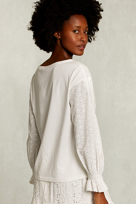 OFF WHITE T-SHIRT LONG SLEEVES BRODERIE ANGLAISE WHITE 2