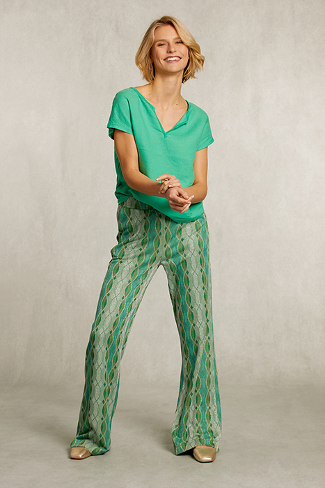 GREEN LINEN V-NECK T-SHIRT GREEN 3