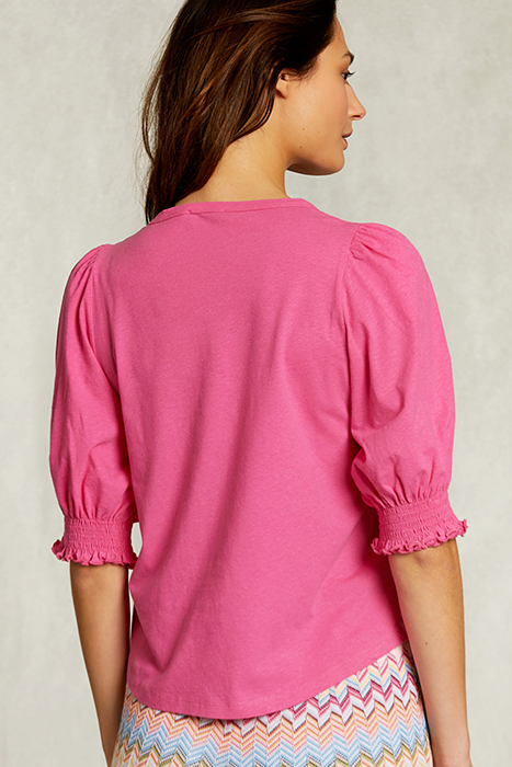 FUSHIA T-SHIRT 3/4 SLEEVES WITH SMOCK PINK 2