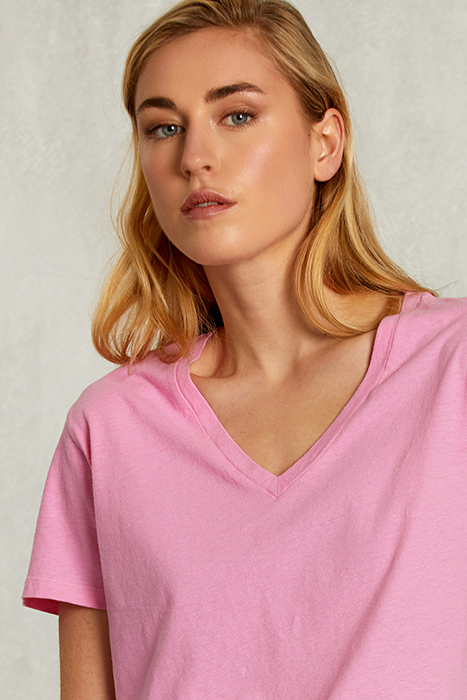 PINK BASIC V-NECK T-SHIRT PINK 4