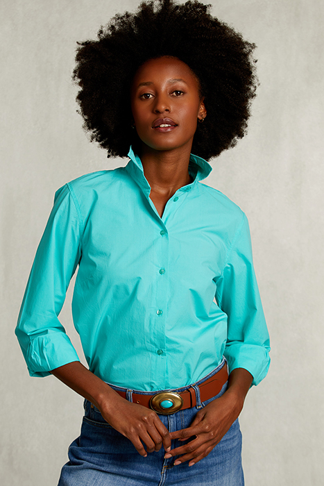 TURQUOISE UNI CENTERED BLOUSE GREEN 4