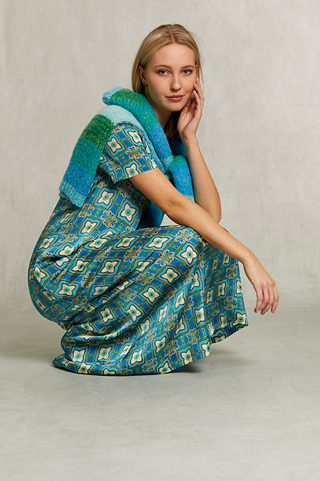 MULTI LONG STRAIGHT FANTASY DRESS BLUE 3