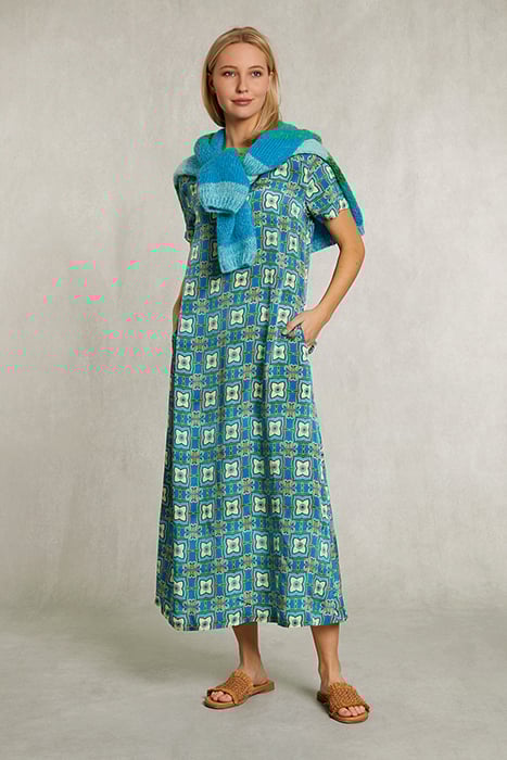 MULTI LONG STRAIGHT FANTASY DRESS BLUE 1