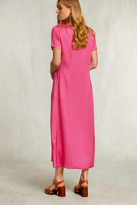 FUCHSIA LONG V-NECK DRESS 2
