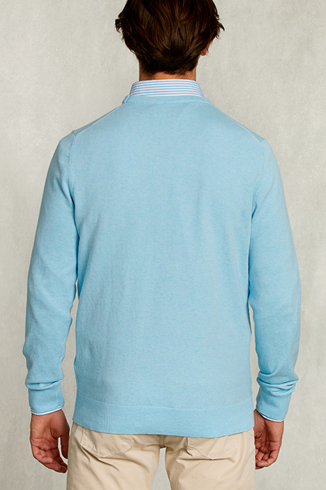 NORMAL FIT BASIC COTTON CREW NECK PULLOVER BORA BORA MIX BLU 2