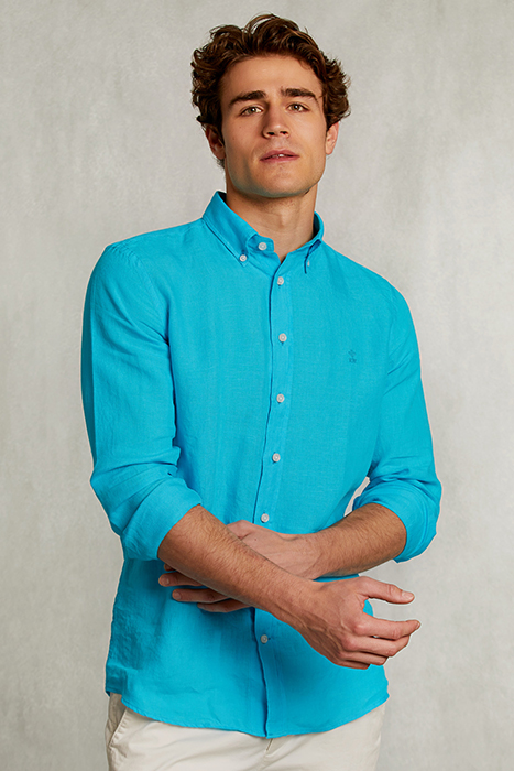 CUSTOM FIT LINEN SHIRT ST-BARTH BLUE 1