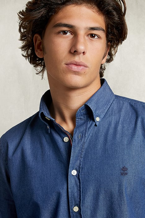 CUSTOM FIT DENIM SHIRT BLUE BLUE 3