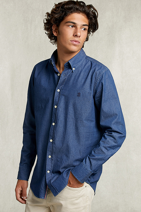 CUSTOM FIT DENIM SHIRT BLUE BLUE 1