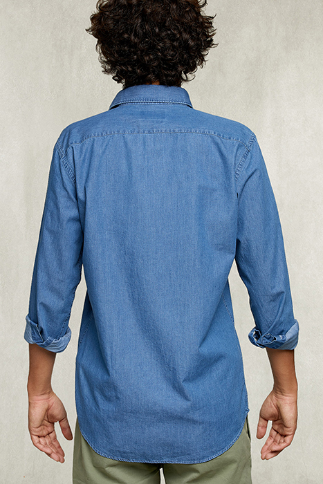 CUSTOM FIT SORRENTO JEANS SHIRT IN BLUE DENIM 2