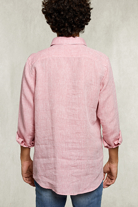 CUSTOM FIT LINEN SHIRT PEACH PINK 2