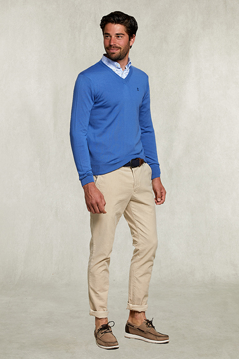 BASIC MERINO V-NECK PULLOVER BLUE BIRD BLUE 3