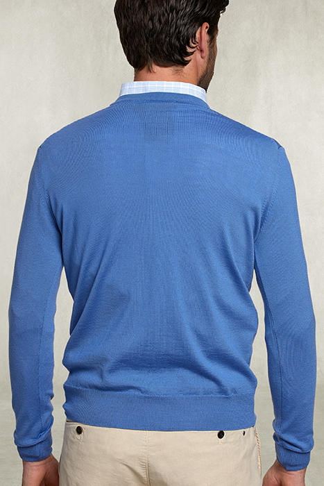 BASIC MERINO V-NECK PULLOVER BLUE BIRD BLUE 2