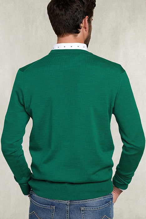 BASIC MERINO V-NECK PULLOVER NEW GREEN MIX GREEN 2