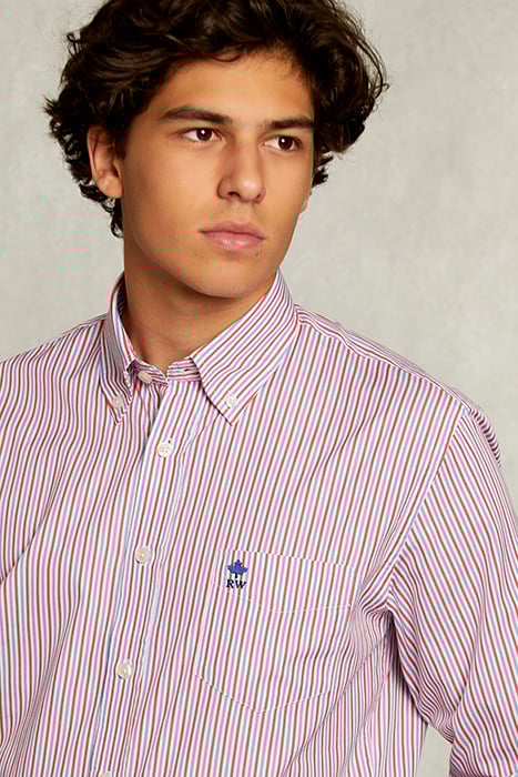CUSTOM FIT STRIPED SHIRT WITH POCKET BLUE/RED MULTI 3