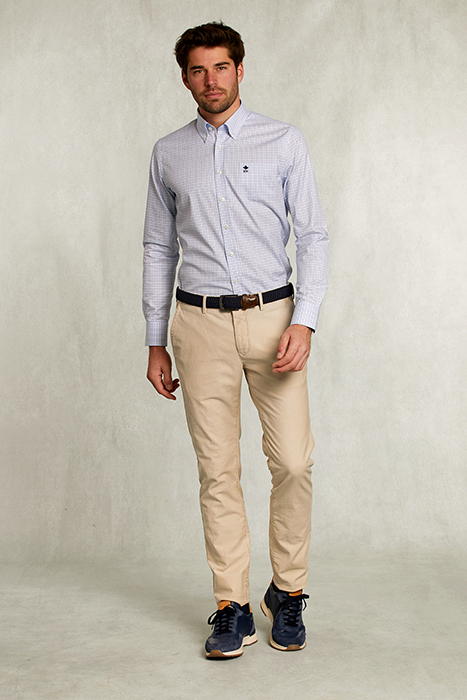 CUSTOM FIT CHECKED SHIRT WITH POCKET WHITE/BLUE BLUE 3