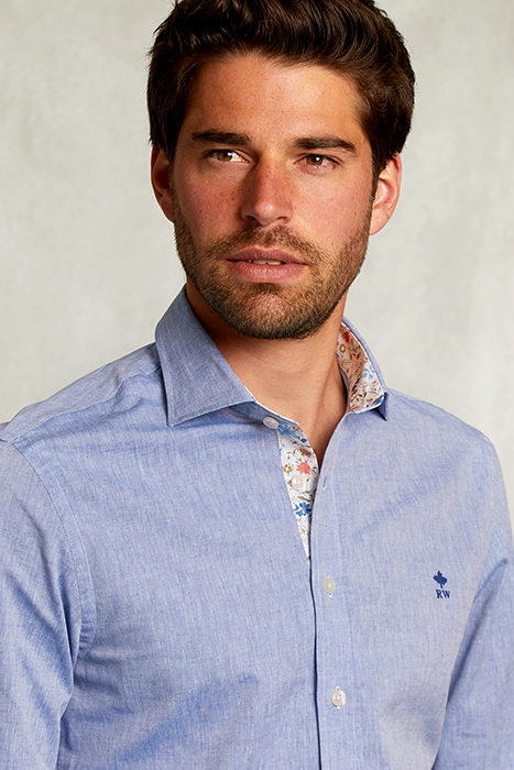 SLIM FIT COTTON-LINEN SHIRT BLUE BLUE 4