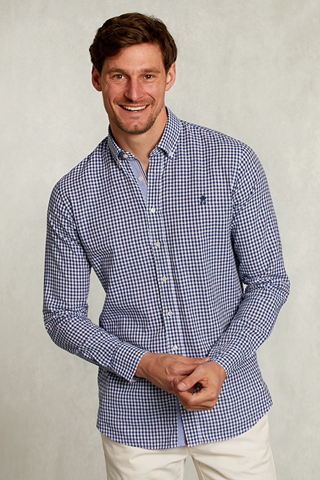 CUSTOM FIT CHECKED SHIRT BLUE/WHITE BLUE 1