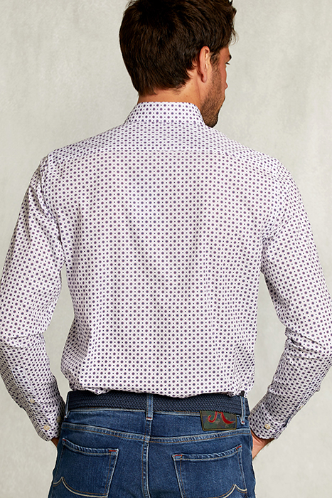 CUSTOM FIT DOTTED SHIRT BLUE/RED WHITE 2