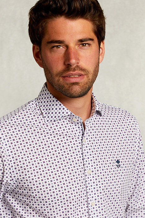 CUSTOM FIT DOTTED SHIRT BLUE/RED WHITE 4