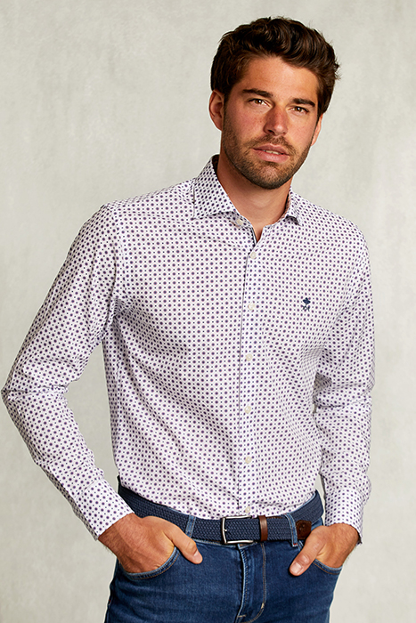 CUSTOM FIT DOTTED SHIRT BLUE/RED WHITE 1