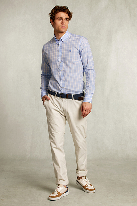 CUSTOM FIT CHECKED SHIRT BLUE/WHITE BLUE 3