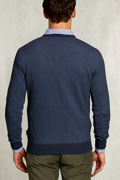 CUSTOM FIT V-NECK SWEATER DARK MOMBASA MIX BLUE 2