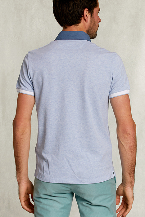 CUSTOM FIT COTTON POLO SEAWATER MIX BLUE 2