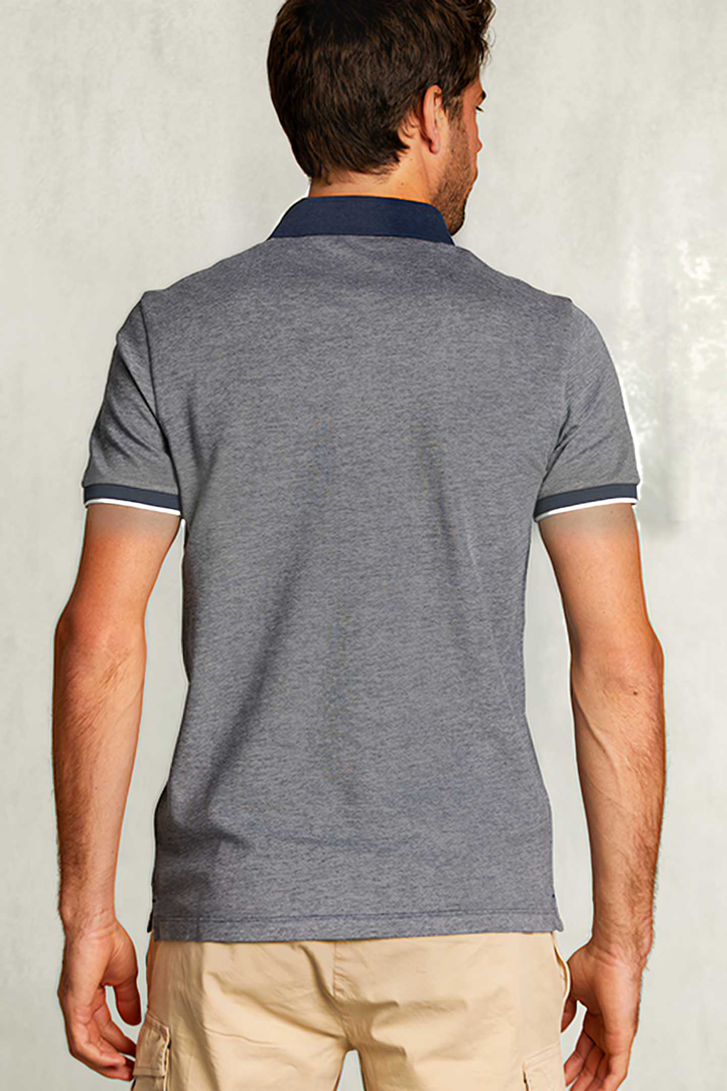 CUSTOM FIT COTTON POLO INDIAN OCEAN MIX BLUE 2