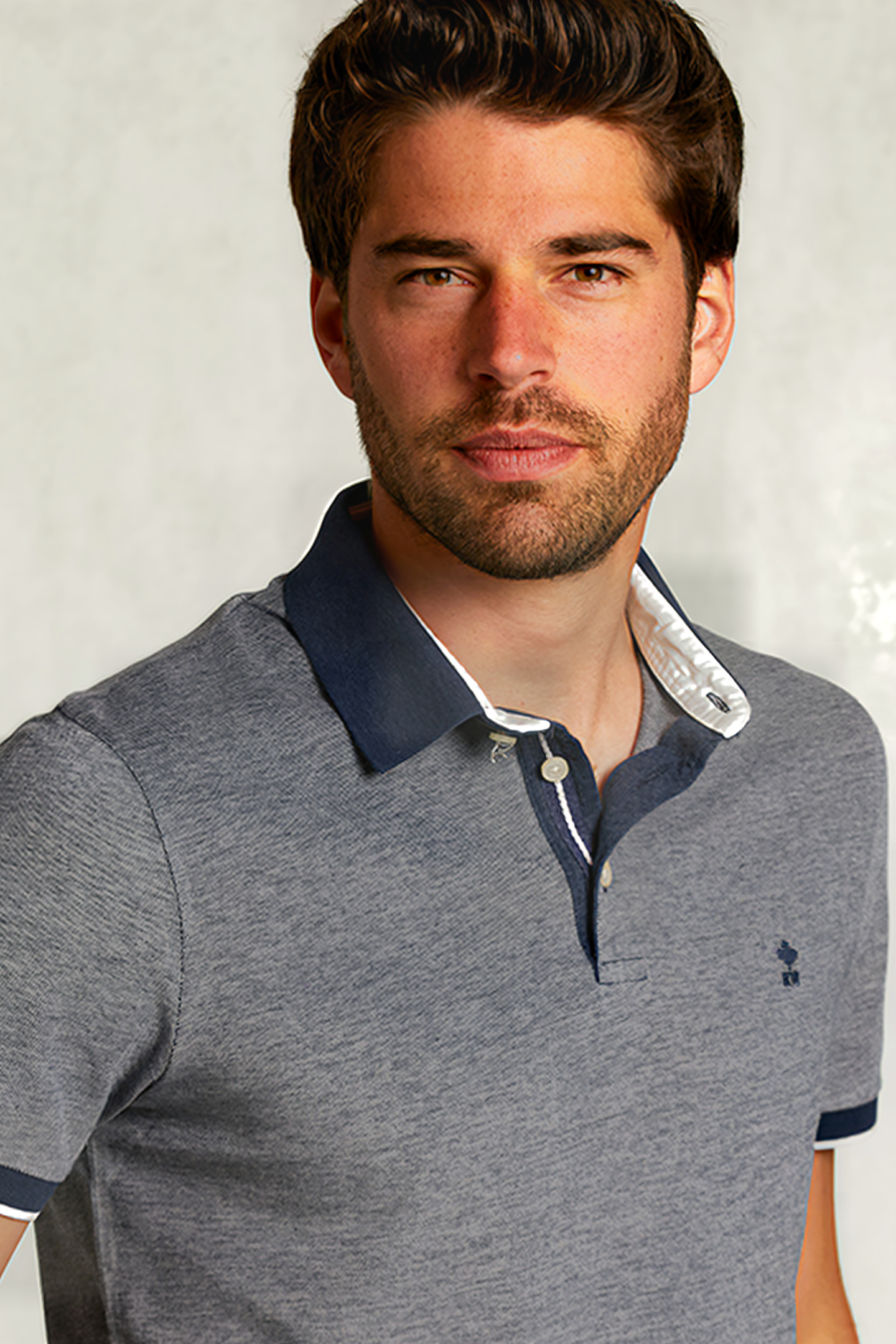 CUSTOM FIT COTTON POLO INDIAN OCEAN MIX BLUE 4