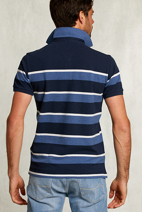 CUSTOM FIT STRIPED POLO INDIAN OCEAN MIX BLUE 2