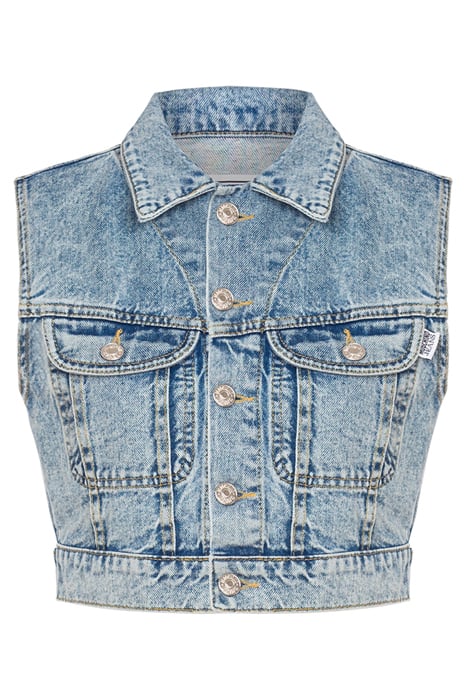 CROPPED VEST IN RECYCLED DENIM BLUE 3