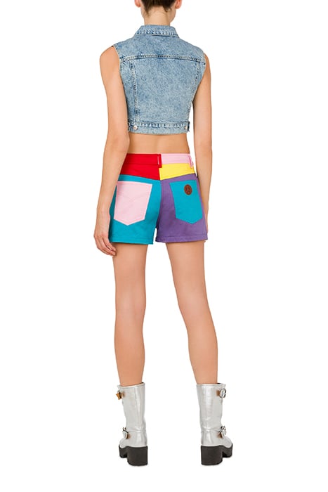 CROPPED VEST IN RECYCLED DENIM BLUE 2