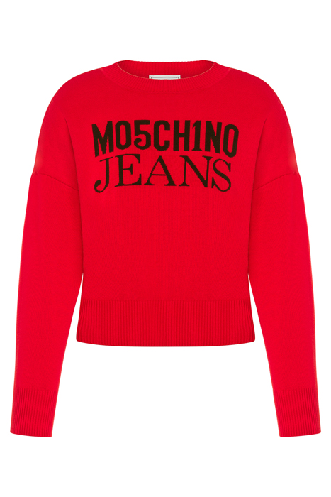 JACQUARD LOGO COTTON SWEATER RED 3