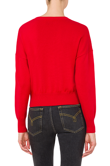 JACQUARD LOGO COTTON SWEATER RED 2