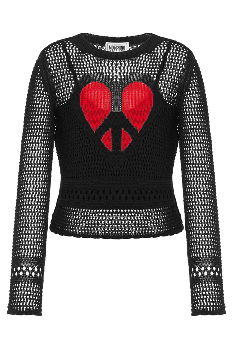 PEACE & LOVE PERFORATED KNIT SWEATER BLACK 3