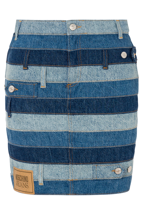PATCHWORK DENIM MINI SKIRT BLUE 3