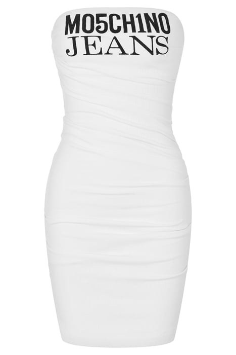 DRAPED DRESS IN LOGO PRINT COTTON WHITE 3