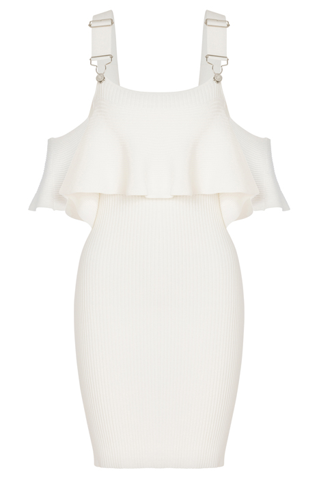 STRETCH VISCOSE DRESS WITH BRACES WHITE 3