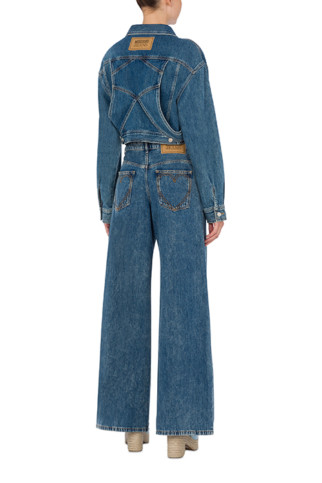 SUSPENDERS CROPPED DENIM JACKET BLUE 2