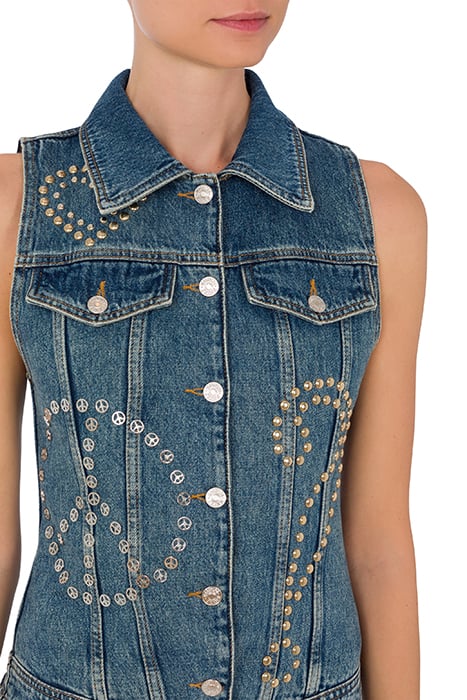 STUDDED SYMBOLS DENIM VEST BLUE 4