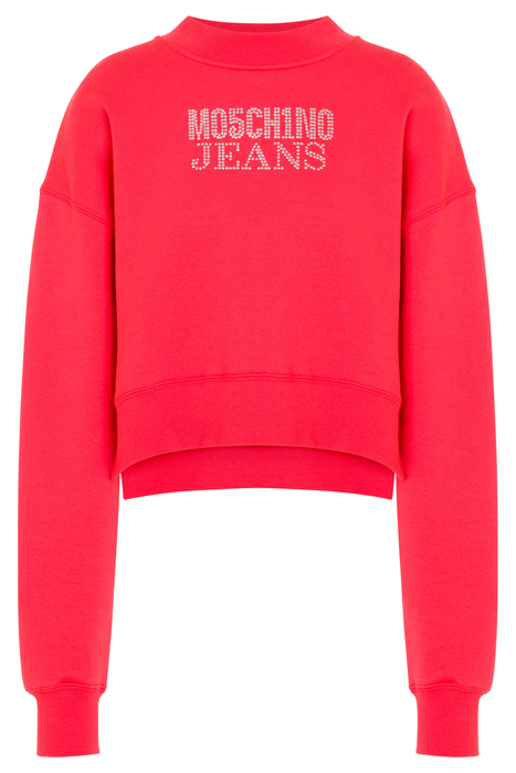 RHINESTONE LOGO DIAGONAL COTTON SWEATSHIRT PINK 3