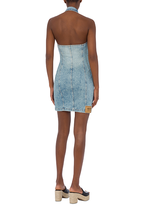 HEART POCKETS STRETCH DENIM DRESS BLUE 2