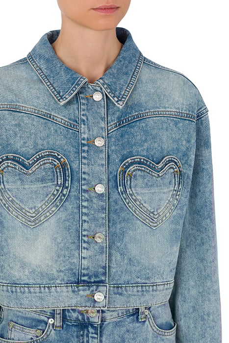 HEART POCKETS STRETCH DENIM JACKET BLUE 4