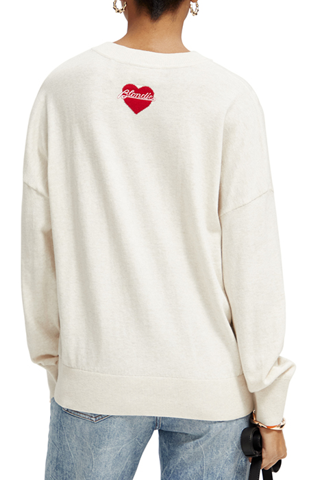 BLONDIE INTARSIA PULLOVER ECRU MELANGE 2