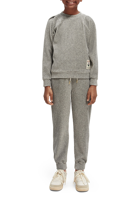 GIRLS CORDUROY TAPERED SWEATPANTS GREY MELANGE 3