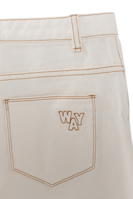 GIRLS’ ECRU UPCYCLED WIDE LEG JEANS WITH FRINGED CUFFS 5