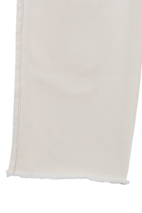 GIRLS’ ECRU UPCYCLED WIDE LEG JEANS WITH FRINGED CUFFS 7