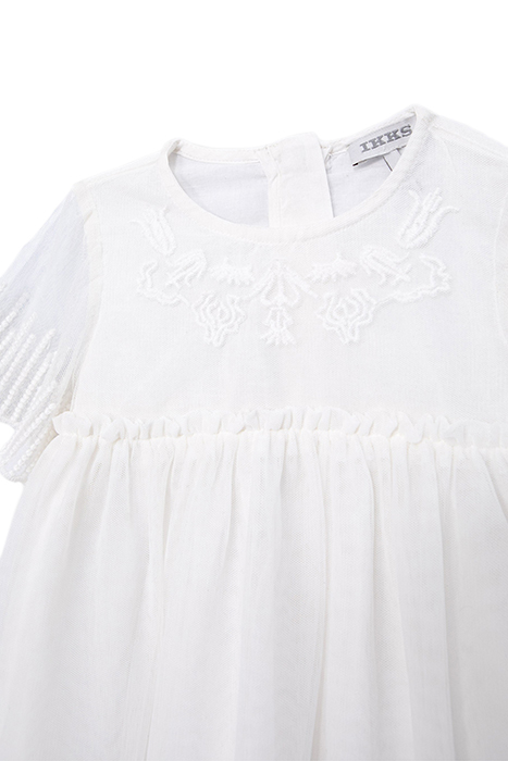 BABY GIRLS’ ECRU OCCASIONWEAR DRESS WITH EMBROIDERED TULLE 3