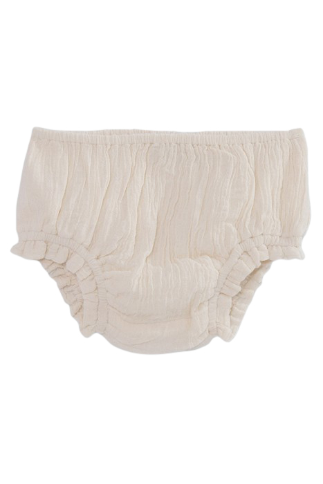 BABY GIRLS’ ECRU DRESS WITH PEACH WOVEN STRIPES & BLOOMERS 4