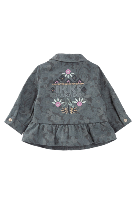 BABY GIRLS’ KHAKI DENIM SAFARI JACKET, XL FLOWERS 2